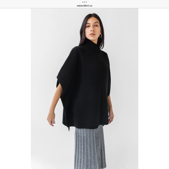 BNWT OAK + FORT Turtleneck Cape O/S Black - Picture 3 of 9